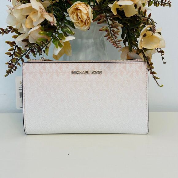 Michael Kors Wallet Jet Set Large Ombré Signature Logo Wristlet Powder Blush - Picture 1 of 4
